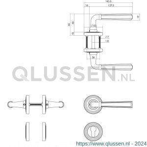 Intersteel Living 1735 deurkruk Bellevue op rozet met PC plaatje oud grijs 0021.173505