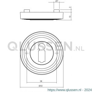 Intersteel Living 3178 sleutelplaatje met ril verdekt met nokken diameter 54x9 mm zamak oud grijs 0021.317816
