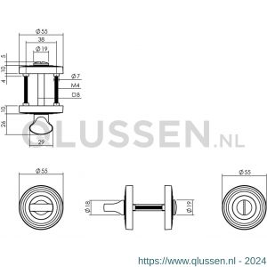 Intersteel Living 3178 WC-sluiting 8 mm met ril verdekt met nokken diameter 54x9 mm zamak oud grijs 0021.317860