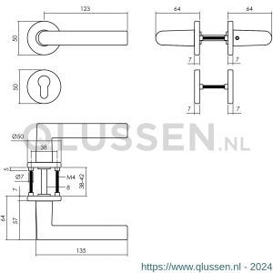 Intersteel Living 0055 deurkruk Broome op rozet diameter 50x7 mm met 7 mm nokken met profielcilinderplaatje zwart 0023.005505