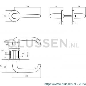 Intersteel Living 0056 deurkruk Cue op rozet diameter 50x7 mm met 7 mm nokken zwart 0023.005602