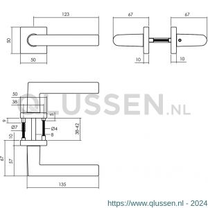 Intersteel Living 0058 deurkruk Broome op rozet 50x50x10 mm met 7 mm nokken zwart 0023.005802