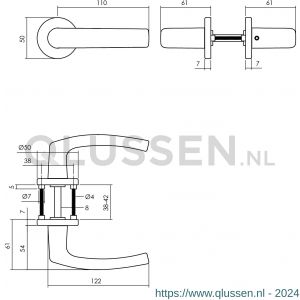 Intersteel Living 0060 deurkruk Denham op rozet diameter 50x7 mm met 7 mm nokken zwart 0023.006002