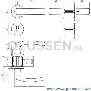 Intersteel Living 0060 deurkruk Denham op rozet diameter 50x7 mm met 7 mm nokken met sleutelplaatje zwart 0023.006003