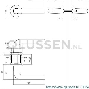 Intersteel Living 0073 deurkruk Derby op rozet diameter 50x7 mm met 7 mm nokken zwart 0023.007302