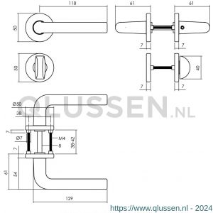 Intersteel Living 0073 deurkruk Derby op rozet diameter 50x7 mm met 7 mm nokken met WC-sluiting 8 mm zwart 0023.007310