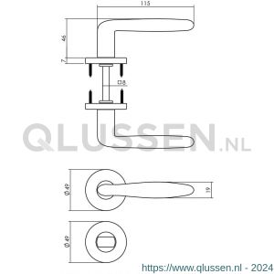 Intersteel Living 0200 deurkruk Phobos op rozet met WC sluiting 8 mm mat zwart 0023.020010