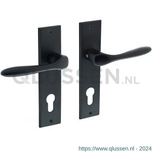 Intersteel Living 0201 deurkruk Banaan met schild 181x41x7 mm profielcilindergat 72 mm mat zwart 0023.020136