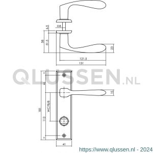 Intersteel Living 0201 deurkruk Banaan met schild 181x41x7 mm WC 78/8 mm mat zwart 0023.020169