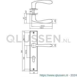 Intersteel Living 0211 deurkruk Banaan met schild 236x44x5 mm PC 72 mm zwart 0023.021136