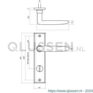 Intersteel Living 0225 deurkruk Sophie met schild 181x41x7 mm WC 63/8 mm mat zwart 0023.022565