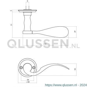 Intersteel Living 0292 deurkruk Lepel met rozet diameter 50x5 mm schroefgat mat zwart 0023.029202