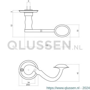 Intersteel Living 0293 deurkruk Posthoorn met rozet diameter 50x5 mm schroefgat mat zwart 0023.029302