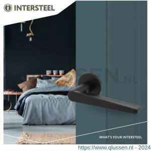 Intersteel Living 0465 deurkruk Tiga met geveerde kunststof rozet met nokken diameter 50x7 mm zwart 0023.046502