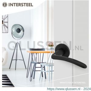 Intersteel Living 0466 deurkruk Zaia met geveerde kunststof rozet met nokken diameter 50x7 mm zwart 0023.046602