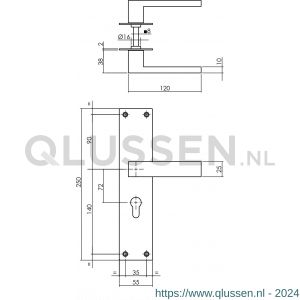 Intersteel Living 0571 deurkruk Amsterdam met schild 250x55x2 mm profielcilindergat 72 mm zwart 0023.057136