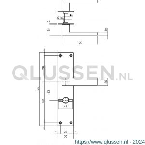 Intersteel Living 0571 deurkruk Amsterdam met schild 250x55x2 mm WC 63/8 zwart 0023.057165