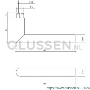 Intersteel Living 0583 gatdeel deurkruk Jura recht Hoek 90 graden diameter 19 mm RVS zwart 0023.058300A