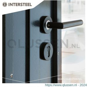 Intersteel Living 0583 deurkruk Jura op ronde rozet met ring met veer RVS mat zwart 0023.058302