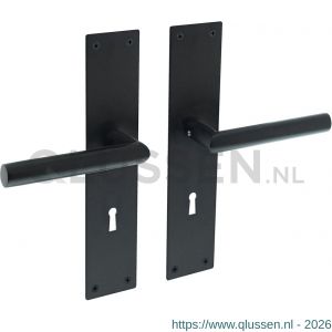 Intersteel Living 0583 deurkruk Jura recht Hoek 90 graden met schild 250x55x2 mm sleutelgat 72 mm zwart 0023.058326