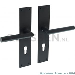 Intersteel Living 0583 deurkruk Jura recht Hoek 90 graden met schild 250x55x2 mm profielcilindergat 72 mm zwart 0023.058336