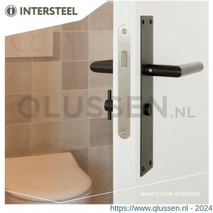 Intersteel Living 0583 deurkruk Jura recht Hoek 90 graden met schild 250x55x2 mm WC 63/8 zwart 0023.058365