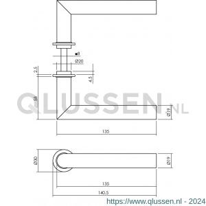 Intersteel Living 0920 deurkruk Jura met ronde minimalistische rozetten zelfklevend diameter 30 mm RVS zwart 0023.092002