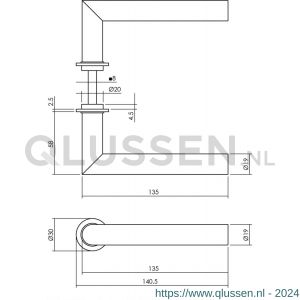 Intersteel Living 0920 deurkruk Jura met ronde minimalistische rozetten zelfklevend diameter 30 mm RVS zwart 0023.092002