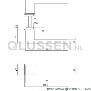 Intersteel Living 0922 deurkruk Amsterdam met vierkante minimalistische rozetten zelfklevend 30x30 mm RVS zwart 0023.092202