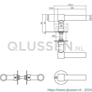 Intersteel Living 1670 deurkruk L/L-model recht met ronde platte rozet 50x2 mm RVS-zwart 0023.167002