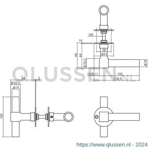 Intersteel Living 1671 deurkruk L/T-model recht met ronde platte rozet 50x2 mm RVS-zwart 0023.167102