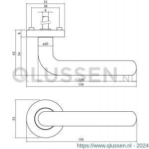 Intersteel Living 1683 deurkruk Agatha op ronde rozet 53x8 mm met nokken mat zwart 0023.168302