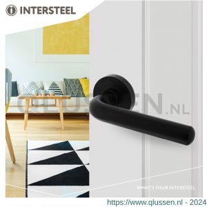 Intersteel Living 1683 deurkruk Agatha op ronde rozet 53x8 mm met nokken mat zwart 0023.168302