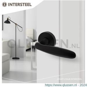 Intersteel Living 1692 deurkruk Bjorn op ronde rozet 52x10 mm met nokken mat zwart 0023.169202