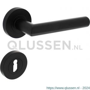 Intersteel Living 1693 deurkruk Bastian op ronde rozet 52x10 mm met nokken met sleutelplaatje mat zwart 0023.169303