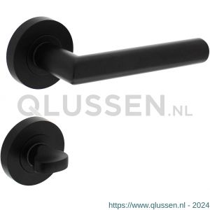 Intersteel 1693 deurkruk Bastian op ronde rozet 52x10 mm met nokken met WC-sluiting 7 mm mat zwart 0023.169309