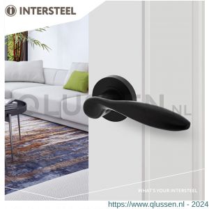 Intersteel Living 1695 deurkruk George op ronde rozet 52x10 mm met nokken mat zwart 0023.169502