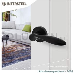 Intersteel Living 1695 deurkruk George op ronde rozet 52x10 mm met nokken mat zwart 0023.169502