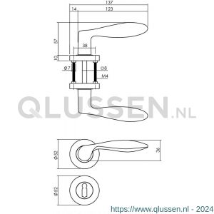 Intersteel Living 1695 deurkruk George op ronde rozet 52x10 mm met nokken met sleutelplaatje mat zwart 0023.169503