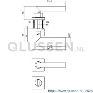 Intersteel Living 1707 deurkruk Bastian op rozet 55x55x10 mm met sleutelrozet zwart 0023.170703