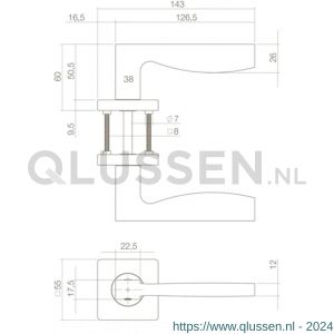 Intersteel Living 1710 deurkruk Apollo op vierkant rozet 7 mm nokken mat zwart 0023.171002