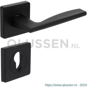 Intersteel Living 1710 deurkruk Apollo op vierkant rozet met nokken met profielcilinderplaatje mat zwart 0023.171005