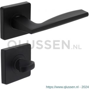 Intersteel Living 1710 deurkruk Apollo op vierkant rozet met nokken met WC sluiting 8 mm mat zwart 0023.171010