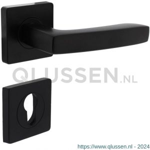 Intersteel Living 1712 deurkruk Minos op vierkant rozet met nokken met profielcilinderplaatje mat zwart 0023.171205