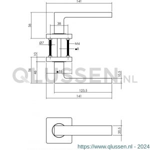 Intersteel Living 1713 deurkruk Hera op vierkant rozet 7 mm nokken mat zwart 0023.171302