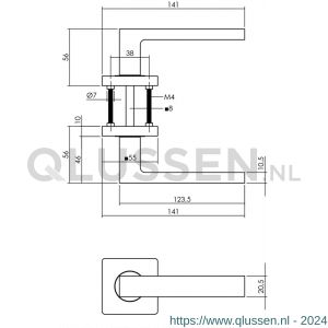 Intersteel Living 1713 deurkruk Hera op vierkant rozet 7 mm nokken mat zwart 0023.171302