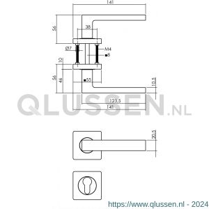 Intersteel Living 1713 deurkruk Hera op vierkant rozet 7 mm nokken met profielcilinderplaatje mat zwart 0023.171305