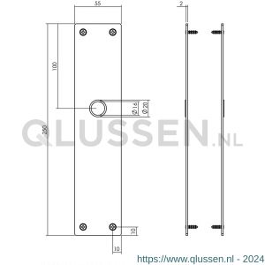 Intersteel Living 2688 schild renovatie rechthoekig 250x55 mm x 2 mm blind RVS mat zwart 0023.268811