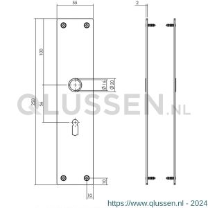 Intersteel Living 2688 schild renovatie rechthoekig 250x55 mm x 2 mm sleutelgat 56 mm RVS mat zwart 0023.268824