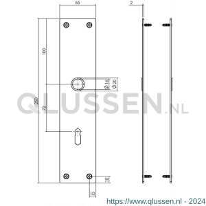 Intersteel Living 2688 schild renovatie rechthoekig 250x55 mm x 2 mm sleutelgat 72 mm RVS mat zwart 0023.268826